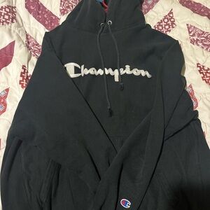 Vintage Champion Black Pullover Hoodie